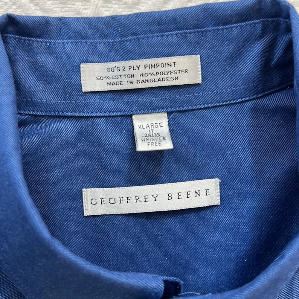 Geoffrey Beene XL Blue Dress Shirt - Picture 8 of 11